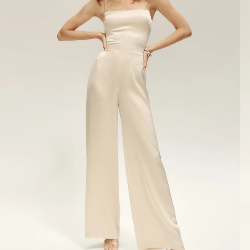 Reformation - Sage Silk Jumpsuit